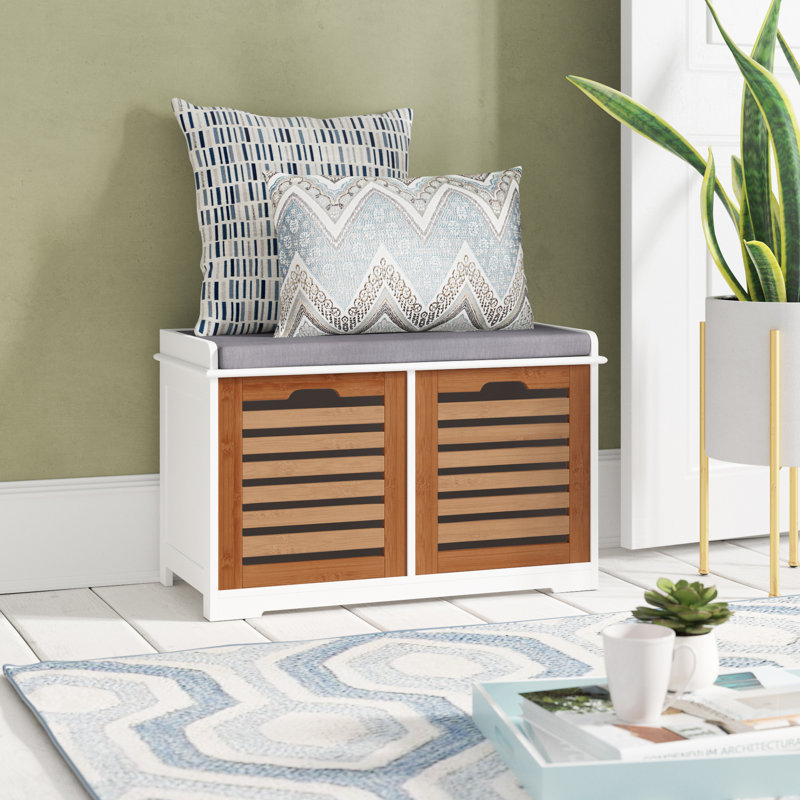 House of Hampton Gepolsterte Sitzbank aus Holz mit Stauraum